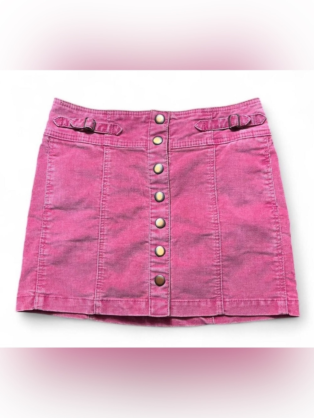 GAP Pink Corduroy Button-Front Mini Skirt